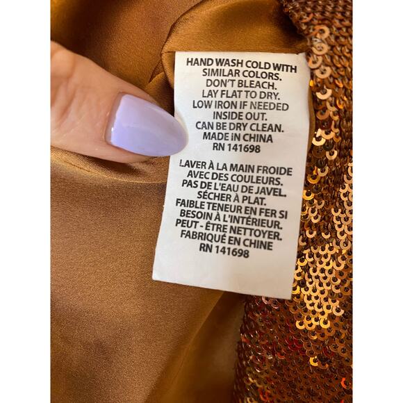 RAMY BROOK Hallie Belted Bronze Sequin Crew Neck Shift Dress US XS NWT - Picture 7 of 12